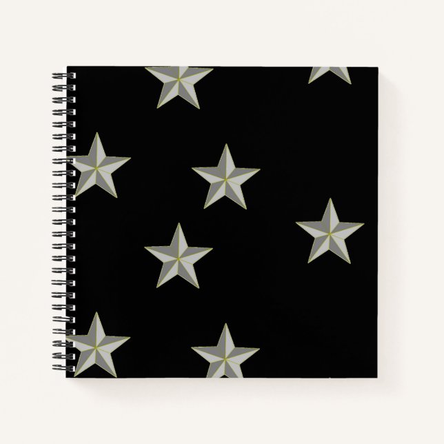 Gray stars pattern on black notebook (Front)