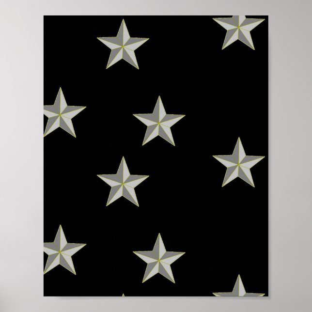 Gray stars pattern on black poster (Front)
