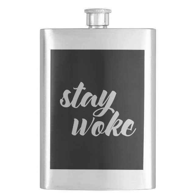 Gray Stay Woke Flask (Front)