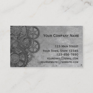Gray Steampunk Grunge Business Card