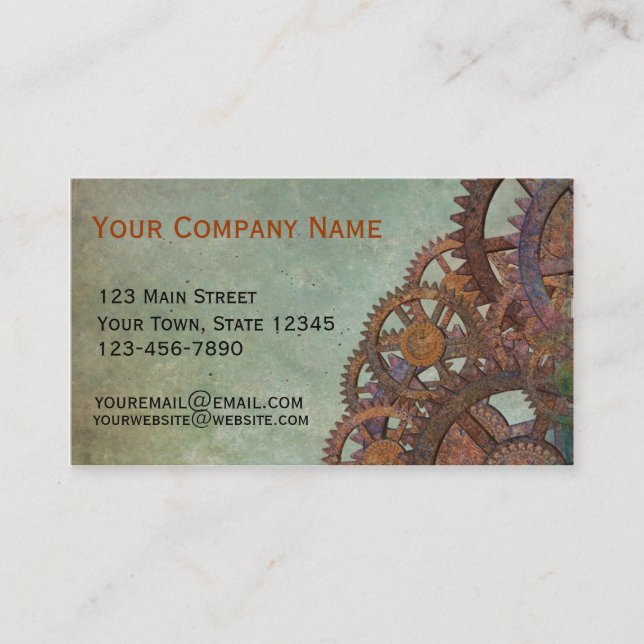 Gray Steampunk Grunge Business Card (Front)
