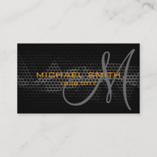 Gray Steel Metal Monograms Business Card