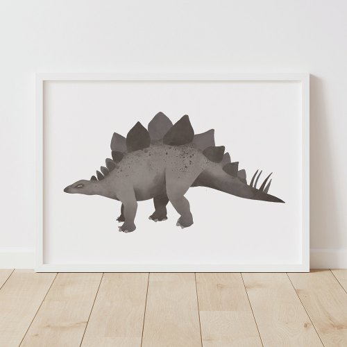 Gray Stegosaurus Dinosaur Kids Room Poster
