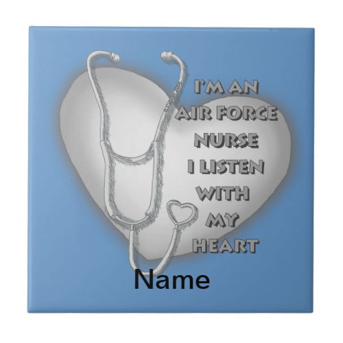 Gray Stethoscope Air Force Nurse custom name tile