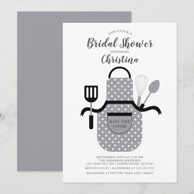 Gray Stock the Kitchen Bridal Shower Invitation (Front/Back)