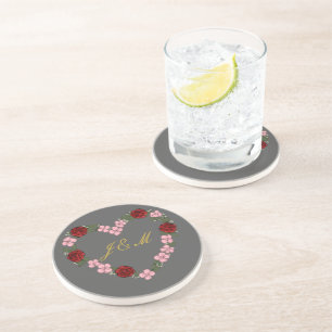 Gray stone coaster with flower crown