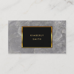 Gray stone marble black gold minimalist business card