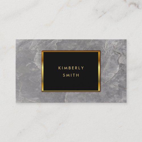 Gray stone marble black gold minimalist business card