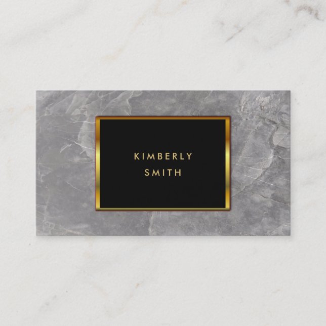 Gray stone marble black gold minimalist business card (Front)