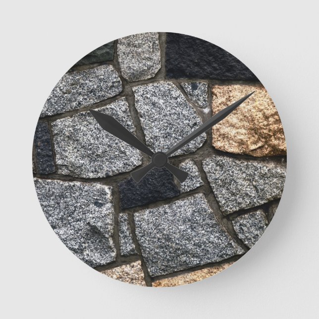 Gray Stone Textured Wall Round Clock (Front)