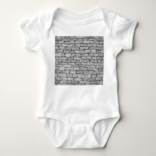 Gray stone wall, abstract background. baby bodysuit (Front)