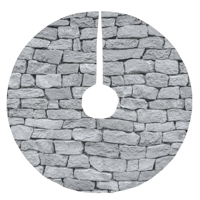 Gray stone wall, abstract background. brushed polyester tree skirt (Front)