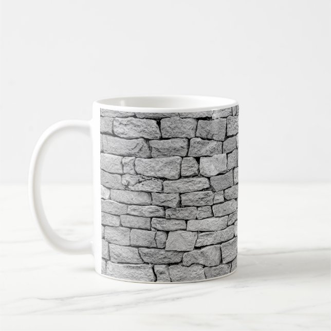Gray stone wall, abstract background. coffee mug (Left)