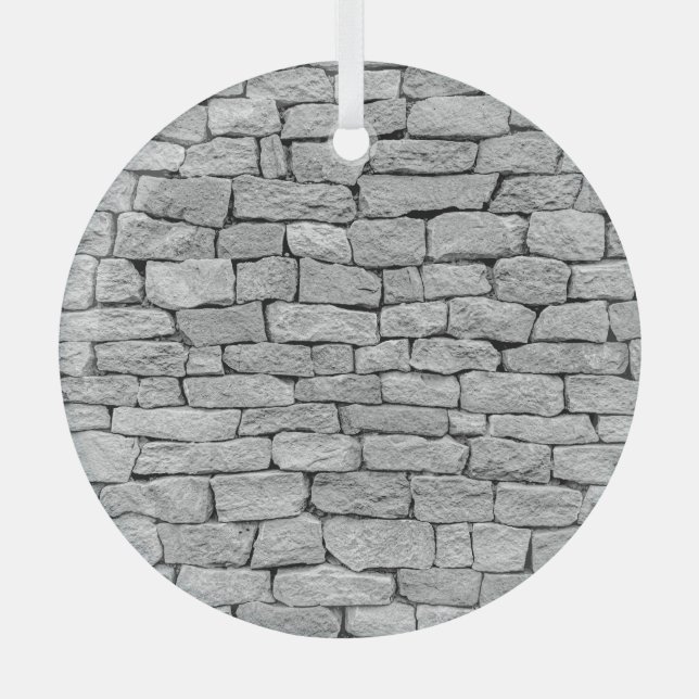 Gray stone wall, abstract background. glass ornament (Front)