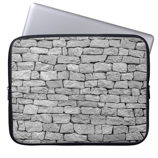 Gray stone wall, abstract background. laptop sleeve (Front)