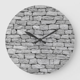 Gray stone wall, abstract background. large clock