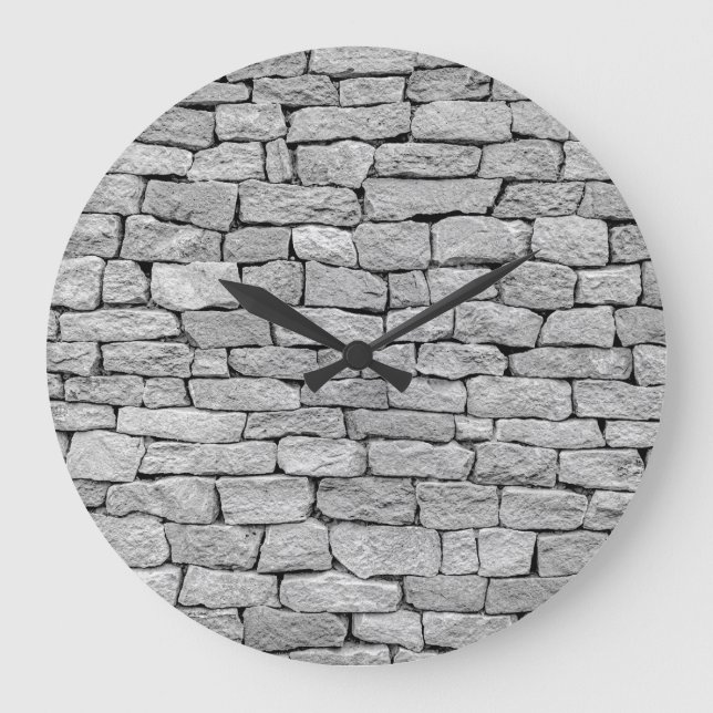 Gray stone wall, abstract background. large clock (Front)