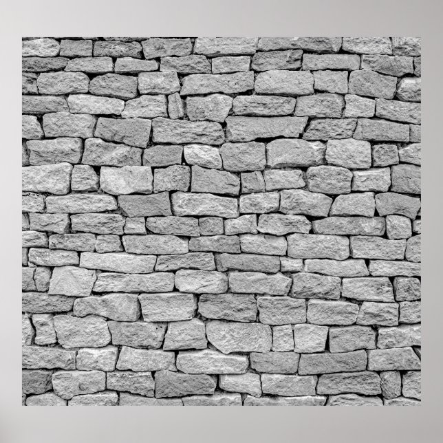 Gray stone wall, abstract background. poster (Front)