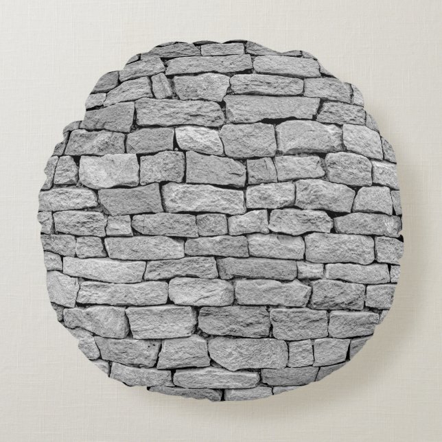 Gray stone wall, abstract background. round pillow (Front)