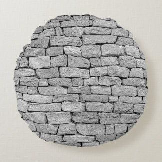 Gray stone wall, abstract background. round pillow