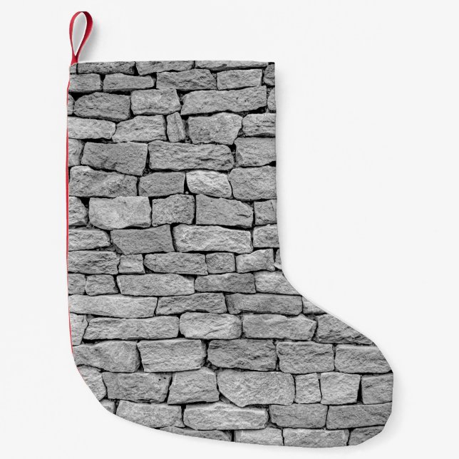 Gray stone wall, abstract background. small christmas stocking (Front)