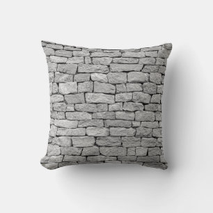 Gray stone wall, abstract background. throw pillow