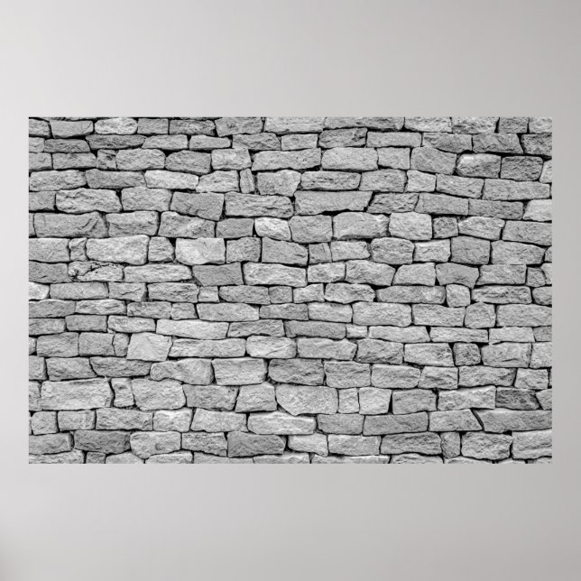 Gray stone wall as an abstract background. poster (Front)