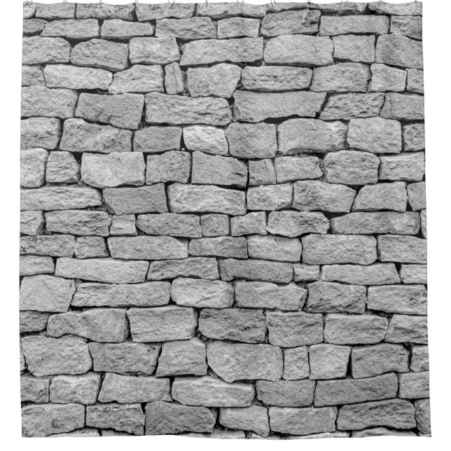 Gray stone wall as an abstract background. shower curtain (Front)