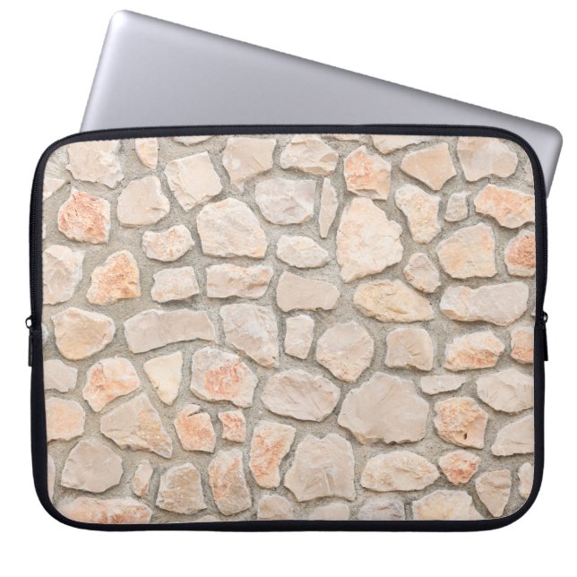Gray stone wall background. stone, texture, wall,  laptop sleeve (Front)