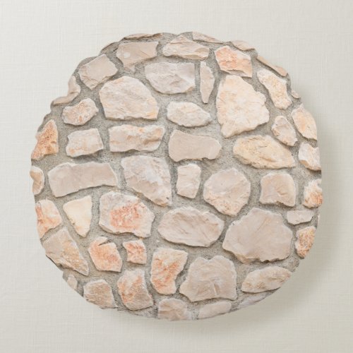 Gray stone wall background stone texture wall  round pillow