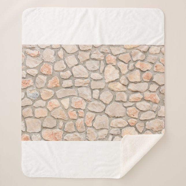 Gray stone wall background. stone, texture, wall,  sherpa blanket (Front)