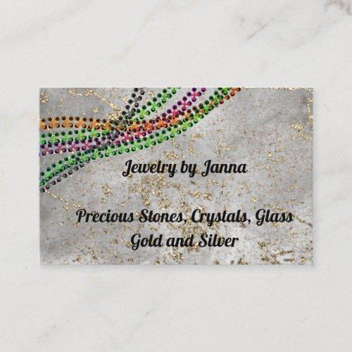 Gray Stone with Glitter and Beads Jeweler Business Card