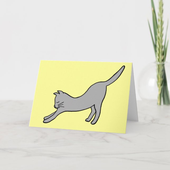 Gray Stretching Cat on Yellow Thank you (Front)