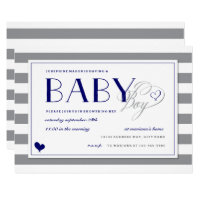 Gray Stripe Baby Boy Shower and Navy Blue Card