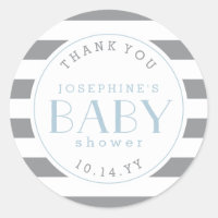 Gray Stripe Baby Shower Thank You Stickers