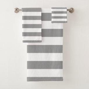 Gray Stripe Bath Towel Set