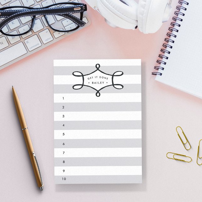 Gray Stripe Personalized To-Do List Post-it Notes (Creator Uploaded)