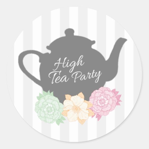 Gray Stripe  Teapot High Tea Sticker