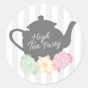 Gray Stripe & Teapot High Tea Sticker
