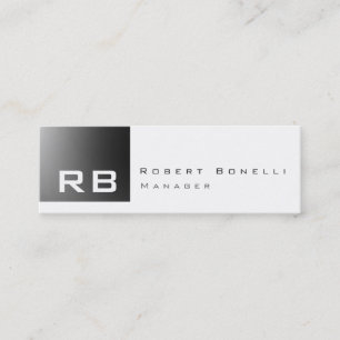 Gray Stripe White Monogram Skinny Business Card