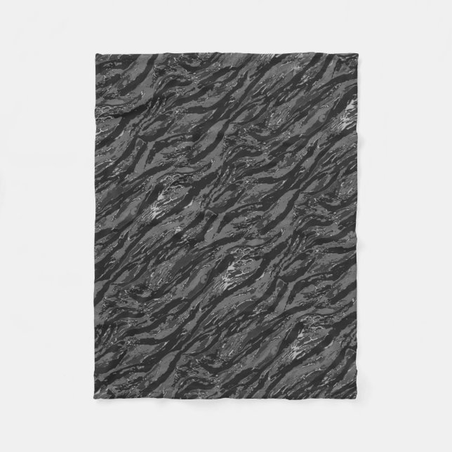 Gray Striped Camo Fleece Blanket (Front)