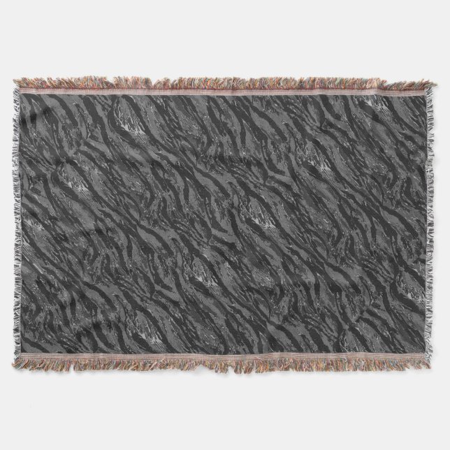 Gray Striped Camo Throw Blanket (Front)