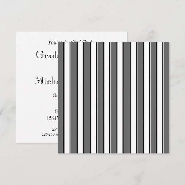 Gray Striped Custom Graduation Invitations (Front/Back)