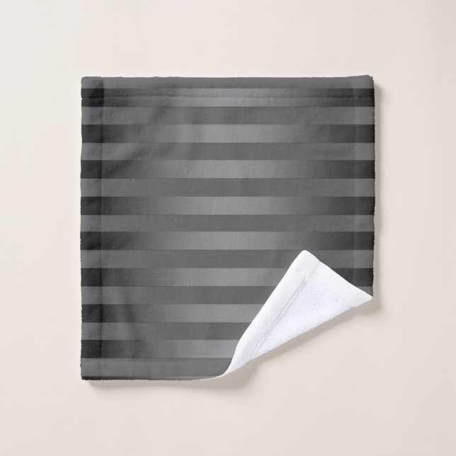 Gray, striped, gradient, gray stripes, simple, bath towel set (Wash Cloth)
