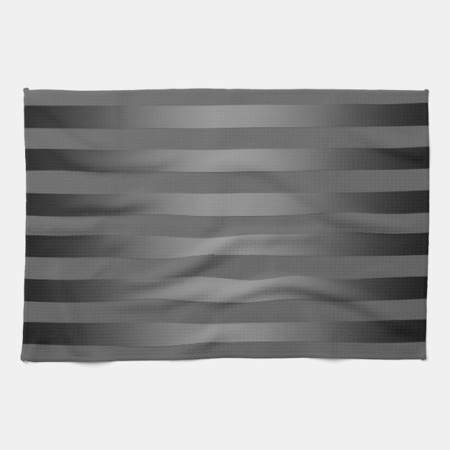 Gray, striped, gradient, gray stripes, simple kitchen towel (Horizontal)
