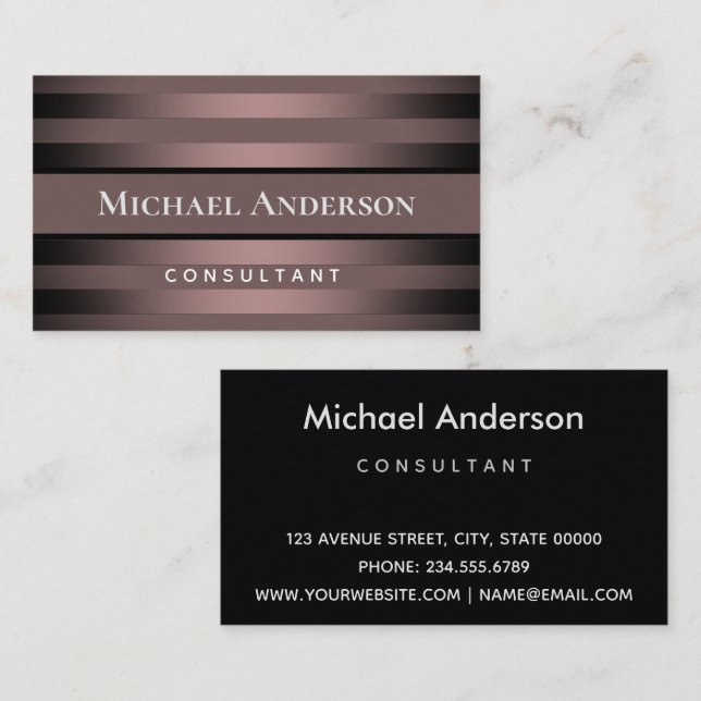 Gray, striped, gradient, gray stripes, simple, min business card (Front/Back)