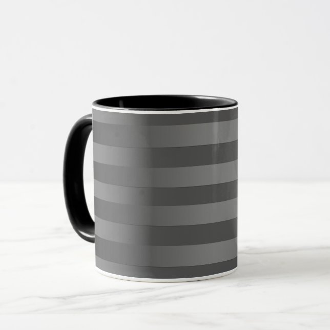 Gray, striped, gradient, gray stripes, simple mug (Front Left)