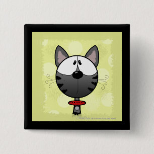 Gray Striped Kitty Button