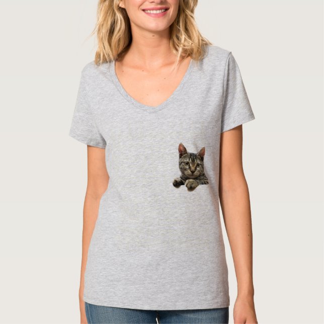 Gray Striped Tabby Cat T-Shirt for Women (Front)