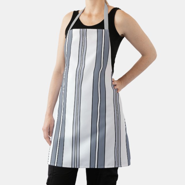 Gray Stripes Baker Chef Apron (Insitu)